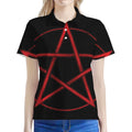 Red Pentagram Symbol Print Women's Polo Shirt