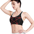Red Pentagram Symbol Print Women's Sports Bra