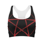 Red Pentagram Symbol Print Women's Sports Bra