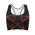 Red Pentagram Symbol Print Women's Sports Bra