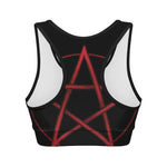 Red Pentagram Symbol Print Women's Sports Bra