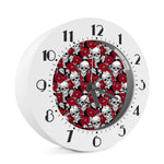 Red Peony Skull Pattern Print Alarm Clock