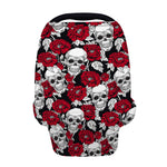 Red Peony Skull Pattern Print Baby Seat Cover