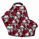 Red Peony Skull Pattern Print Baby Seat Cover