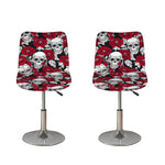 Red Peony Skull Pattern Print Bar Stool Covers