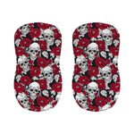 Red Peony Skull Pattern Print Bar Stool Covers