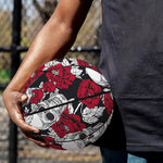 Red Peony Skull Pattern Print Basketball