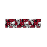 Red Peony Skull Pattern Print Bed Runner