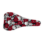 Red Peony Skull Pattern Print Bicycle Seat Cover