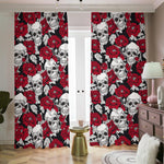 Red Peony Skull Pattern Print Blackout Pencil Pleat Curtains