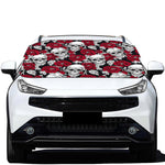 Red Peony Skull Pattern Print Car Windshield Snow Cover