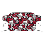 Red Peony Skull Pattern Print Car Windshield Snow Cover