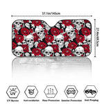 Red Peony Skull Pattern Print Car Windshield Sun Shade