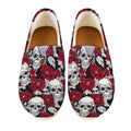 Red Peony Skull Pattern Print Casual Shoes