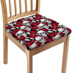 Red Peony Skull Pattern Print Chair Cushion Cover
