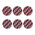 Red Peony Skull Pattern Print Coaster Set