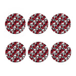 Red Peony Skull Pattern Print Coaster Set