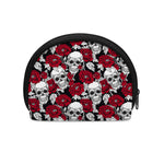 Red Peony Skull Pattern Print Coin Purse