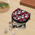 Red Peony Skull Pattern Print Coin Purse