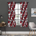 Red Peony Skull Pattern Print Grommet Curtain Panels