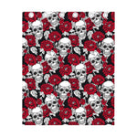 Red Peony Skull Pattern Print Curtain