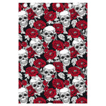 Red Peony Skull Pattern Print Curtain