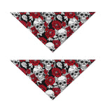 Red Peony Skull Pattern Print Dog Bandana