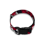 Red Peony Skull Pattern Print Dog Collar