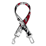 Red Peony Skull Pattern Print Dog Seat Belt
