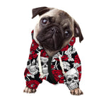 Red Peony Skull Pattern Print Dog Zip Up Hoodie