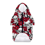 Red Peony Skull Pattern Print Dog Zip Up Hoodie