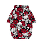 Red Peony Skull Pattern Print Dog Zip Up Hoodie