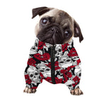 Red Peony Skull Pattern Print Dog Zip Up Jacket