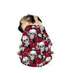 Red Peony Skull Pattern Print Dog Zip Up Jacket