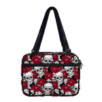 Red Peony Skull Pattern Print Double Strap Bible Bag