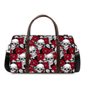 Red Peony Skull Pattern Print Duffel Bag