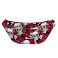 Red Peony Skull Pattern Print Fanny Pack