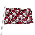 Red Peony Skull Pattern Print Flag