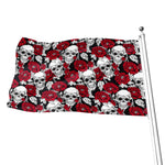 Red Peony Skull Pattern Print Flag