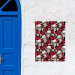 Red Peony Skull Pattern Print Garden Flag