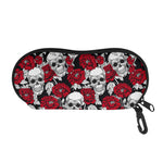 Red Peony Skull Pattern Print Glasses Case