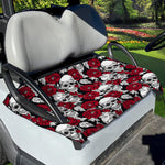 Red Peony Skull Pattern Print Golf Cart Seat Cover