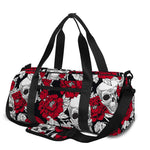 Red Peony Skull Pattern Print Gym Bag