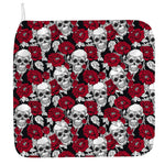 Red Peony Skull Pattern Print Hand Towel