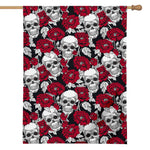 Red Peony Skull Pattern Print House Flag