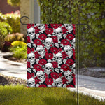 Red Peony Skull Pattern Print House Flag