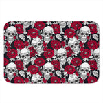 Red Peony Skull Pattern Print Indoor Door Mat