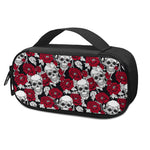 Red Peony Skull Pattern Print Insulin Cooler Travel Case