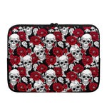 Red Peony Skull Pattern Print Laptop Sleeve