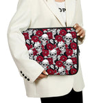 Red Peony Skull Pattern Print Laptop Sleeve